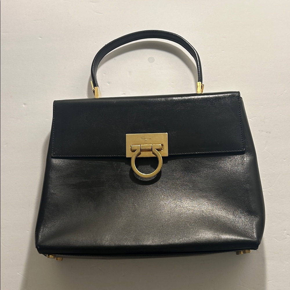 Salvatore Ferragamo Vintage Black Gancini Bag • Italian Luxury
